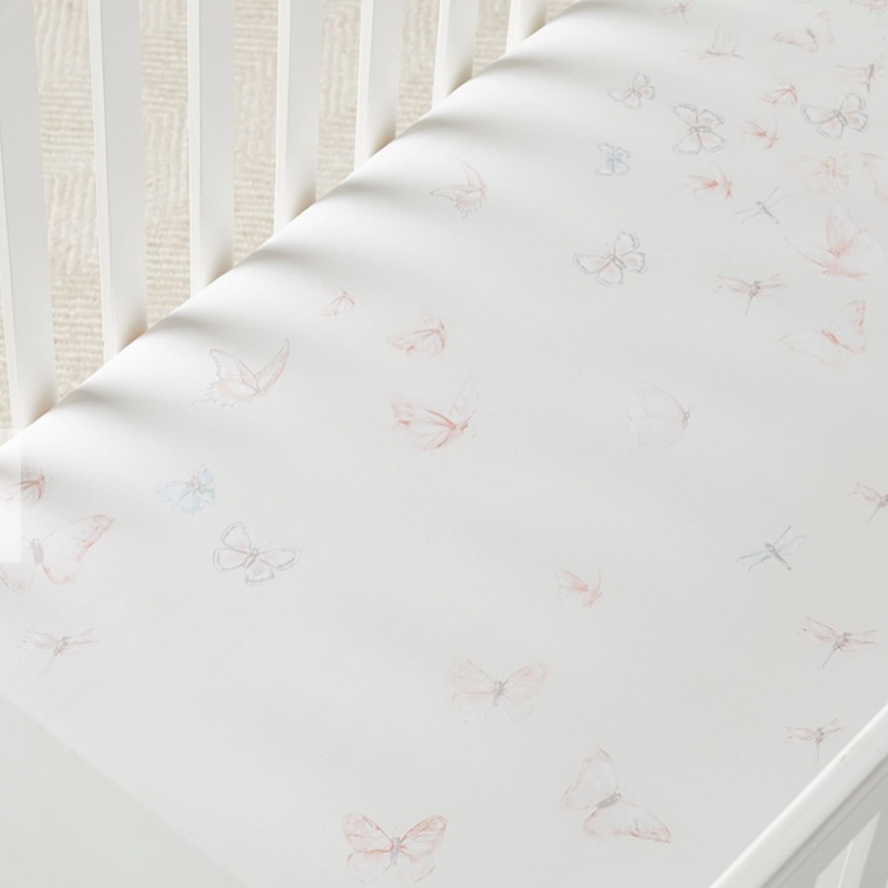 Pottery Barb x Monique Lhullier Butterfly Crib Sateen Fitted Sheet